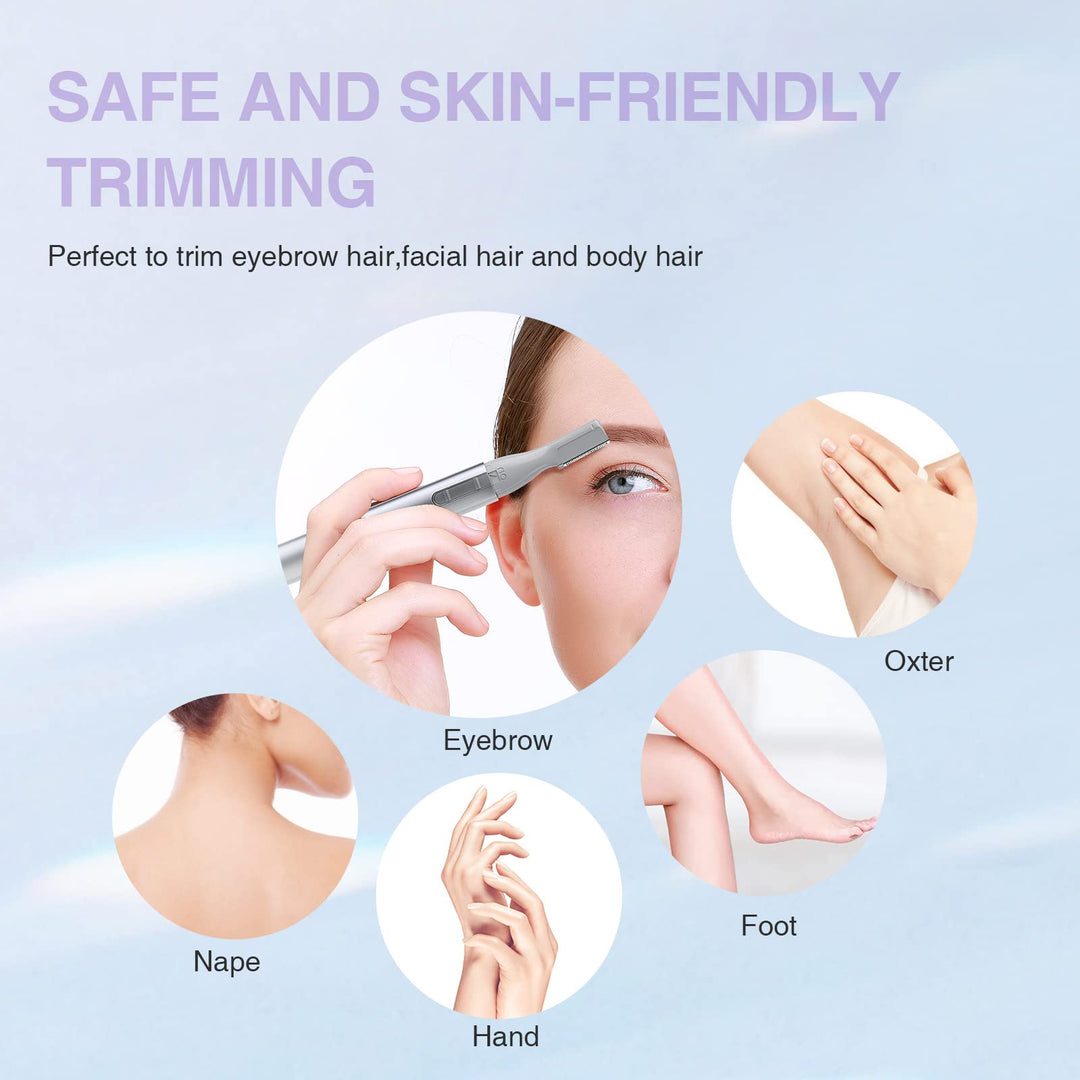 Eyebrow Trimmer: Facial Hair Removal for Women - 2 in 1 Eyebrow Razor and Hair Remover - Painless Epilator for Eyebrow, Lips, Body