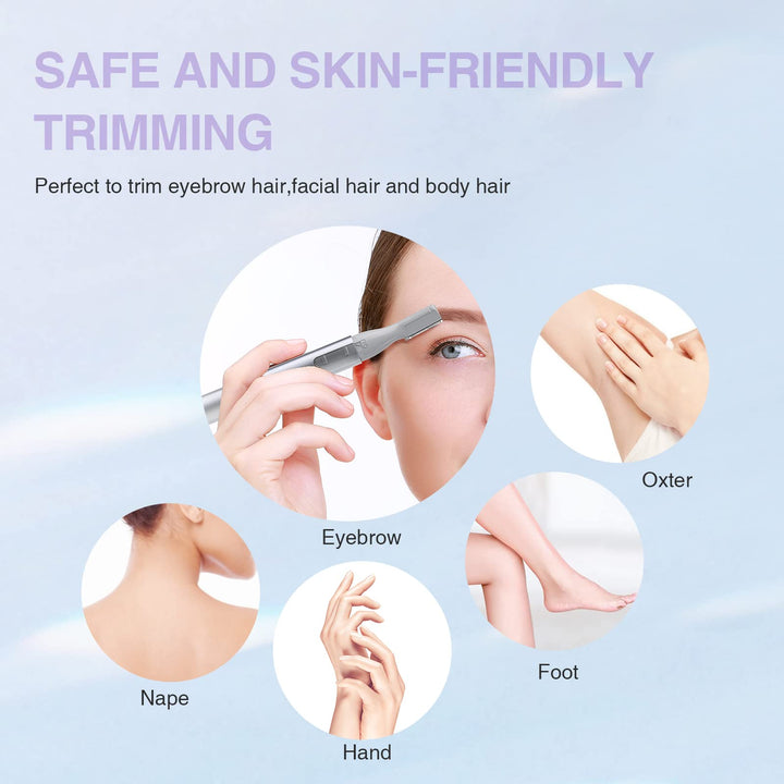 Eyebrow Trimmer: Facial Hair Removal for Women - 2 in 1 Eyebrow Razor and Hair Remover - Painless Epilator for Eyebrow, Lips, Body