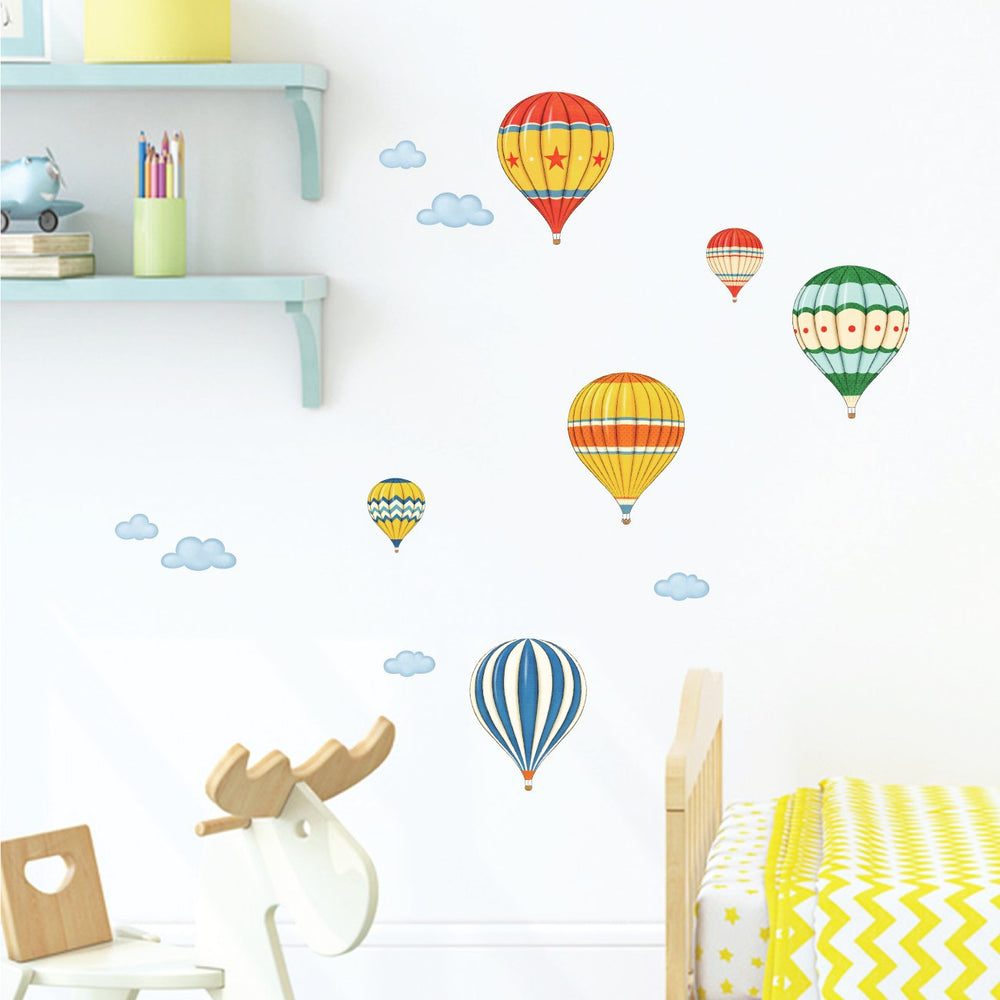 DS-8011 Colourful Hot Air Balloons Kids Wall Stickers Wall Decals Peel and Stick Removable Wall Stickers for Kids Nursery Bedroom Living Room (Small) dcor