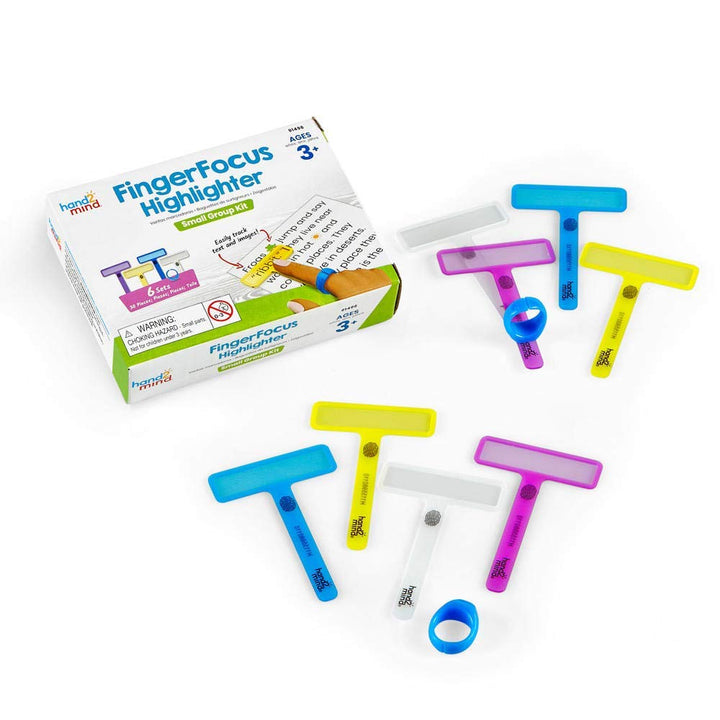 FingerFocus Highlighter, Guided Reading Strips, Reading Pointers for Kids, Dyslexia Tools for Kids, ADHD Tools, Special Education School Supplies, Teacher Classroom Must Haves (6 Pack)