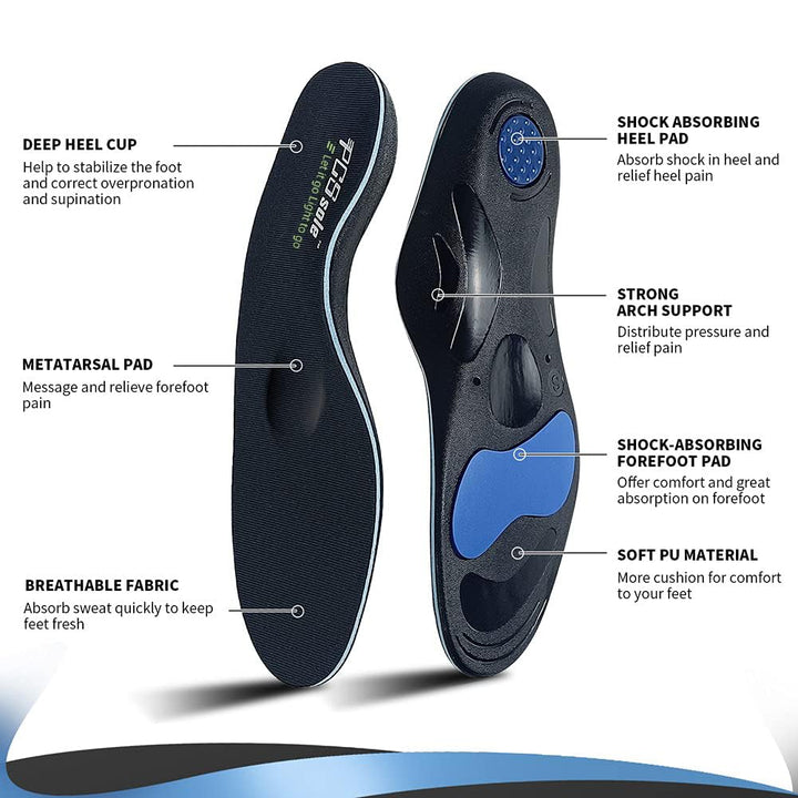 Orthotic High Arch Support Insoles, Comfort Gel Work Boot Insert for Flat Feet, Plantar Fasciitis, Feet Pain, Heel Spur Pain,Metatarsalgia,Over Pronation for Men and Women(28cm)
