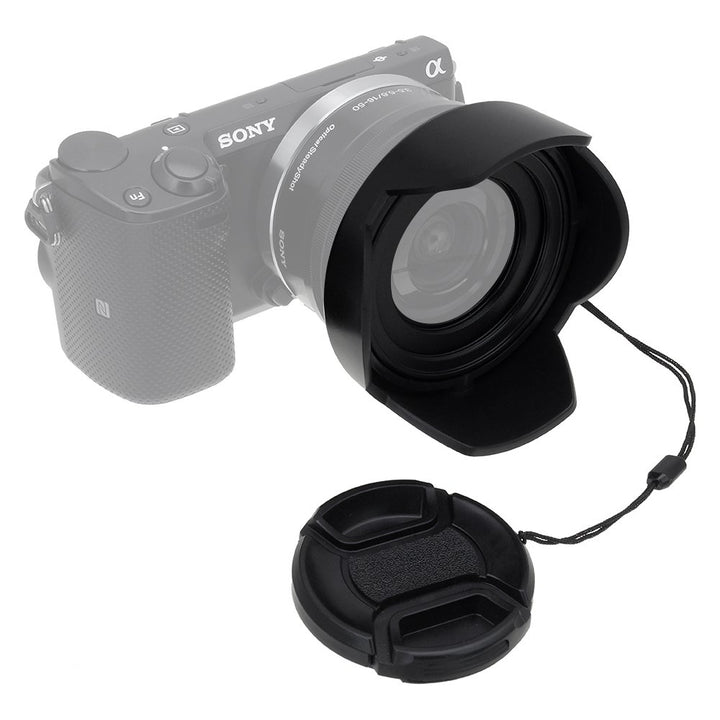 Reversible Lens Hood Kit for E-Mount PZ 16-50mm F3.5-5.6 OSS E-Mount Power Zoom Lens, Reversible Tulip Flower Hood w/Cap