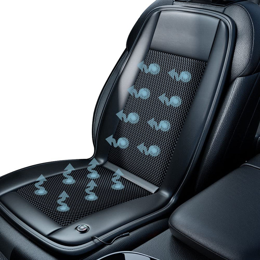 Cooling Car Seat Cushion- 10Fans & 3 Adjustable Temperature 12V System- 15s Cool Down Fast for Summer Driving- Breathable Seat Cover with Air Conditioning System- 1 Pack (Black)