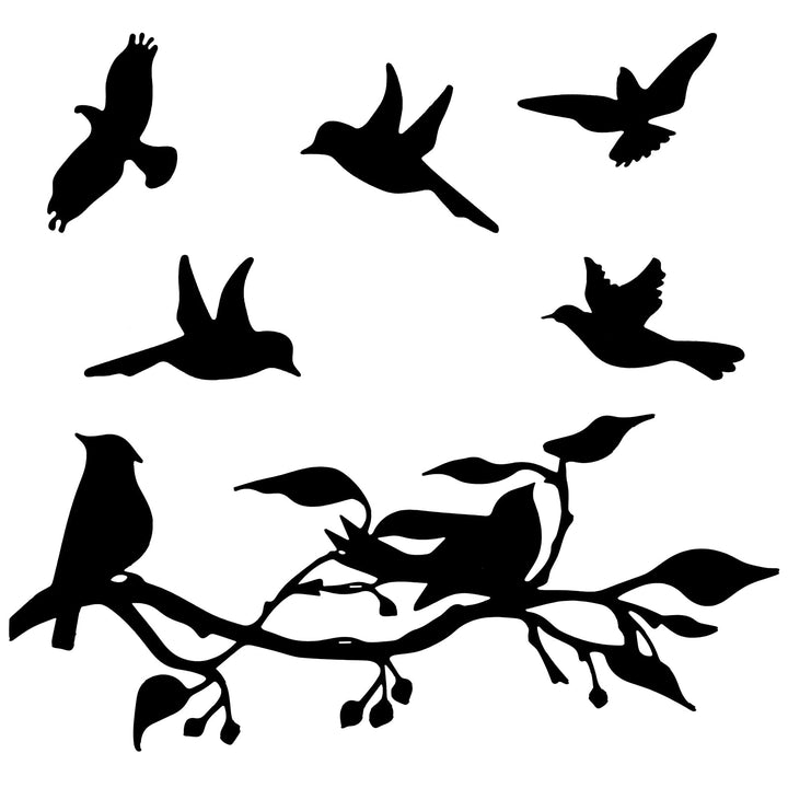 2 Pcs Metal Bird Wall Art Birds on The Branch Wall Decor Leaves with Birds Metal Sculpture Bird Silhouette Metal Ornament Branch Wall Hanging Sign for Balcony Garden Home Decor(Modern Style)