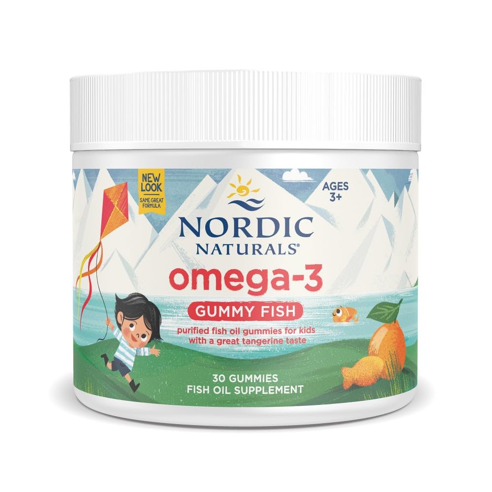 Nordic Omega-3 Gummy Fish, Tangerine - 30 Gummy Fish - 124 mg Total Omega-3s with EPA & DHA - Non-GMO - 30 Servings