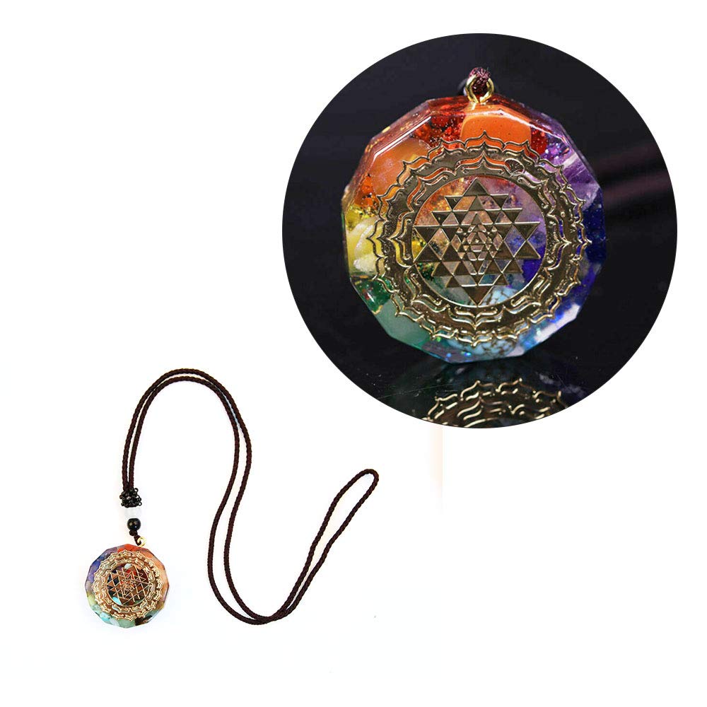 1pcs Orgonite Pendant Sri Yantra Necklace Sacred Geometry Chakra Energy Necklace Gift