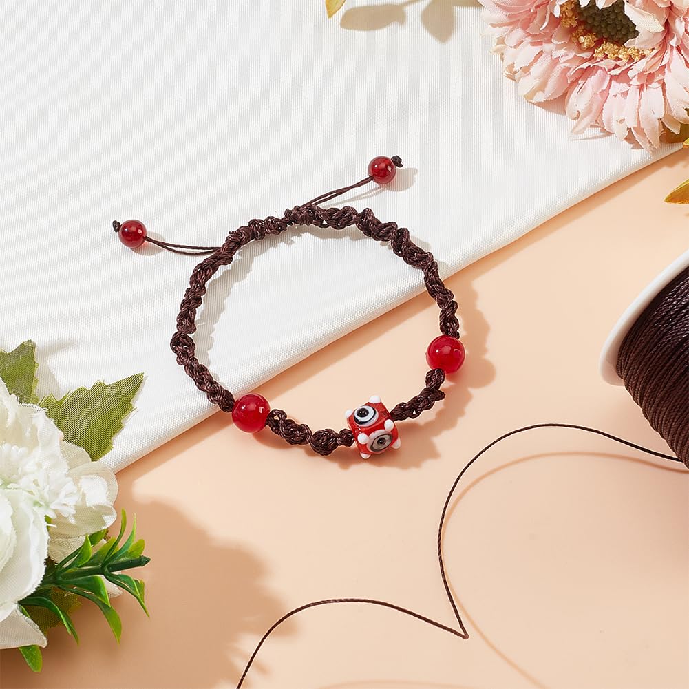 0.5mm Waxed Cord,116 Yards Waxed Polyester Cord Brown Waxed Thread Beading String Waxed Craft String for Bracelet Necklace Jewelry Waist Beads Making Crafting Beading Macrame