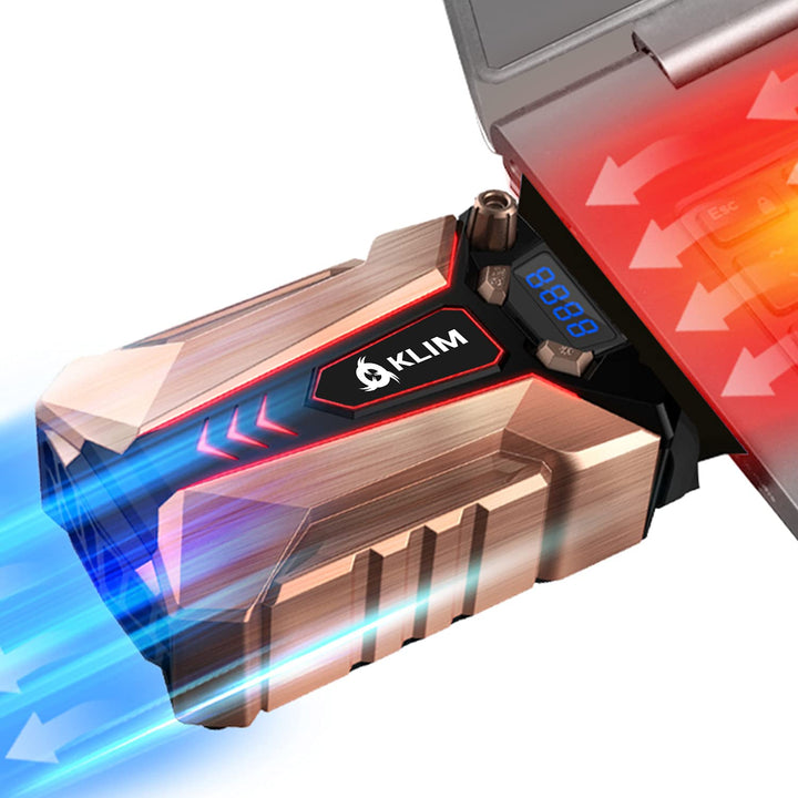 Cool+ Metal Laptop Cooler with Vacuum Fan - New 2024 - Gaming Laptop Fan with Display - Temperature Detection + Automatic/Manual Mode - Portable - Compatible with Laptop Cooling Pads