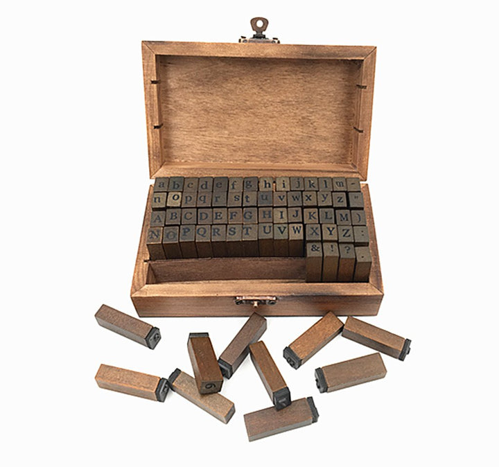 Alphabet Stamps Set,Vintage Wooden Rubber Letter Number and Symbol Diary Stamp Kit for Children DIY Scrapbooking Planner Card Making(70pcs)