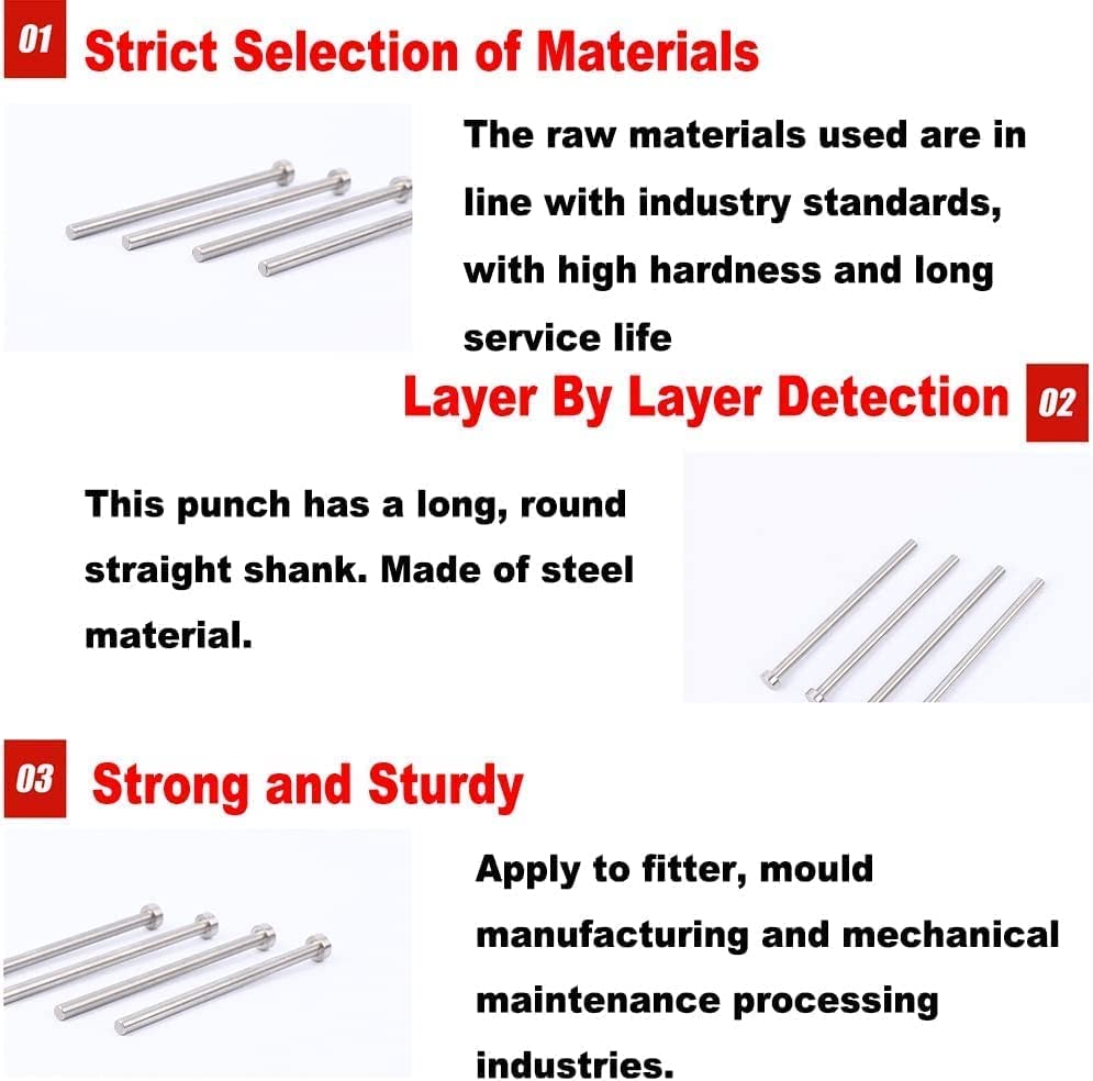 2.7 mm Dia Round Tip Steel Straight Ejector Pin Punch 150mm Long Silver Gray 10pcs