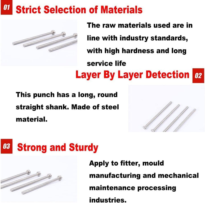 2.7 mm Dia Round Tip Steel Straight Ejector Pin Punch 150mm Long Silver Gray 10pcs