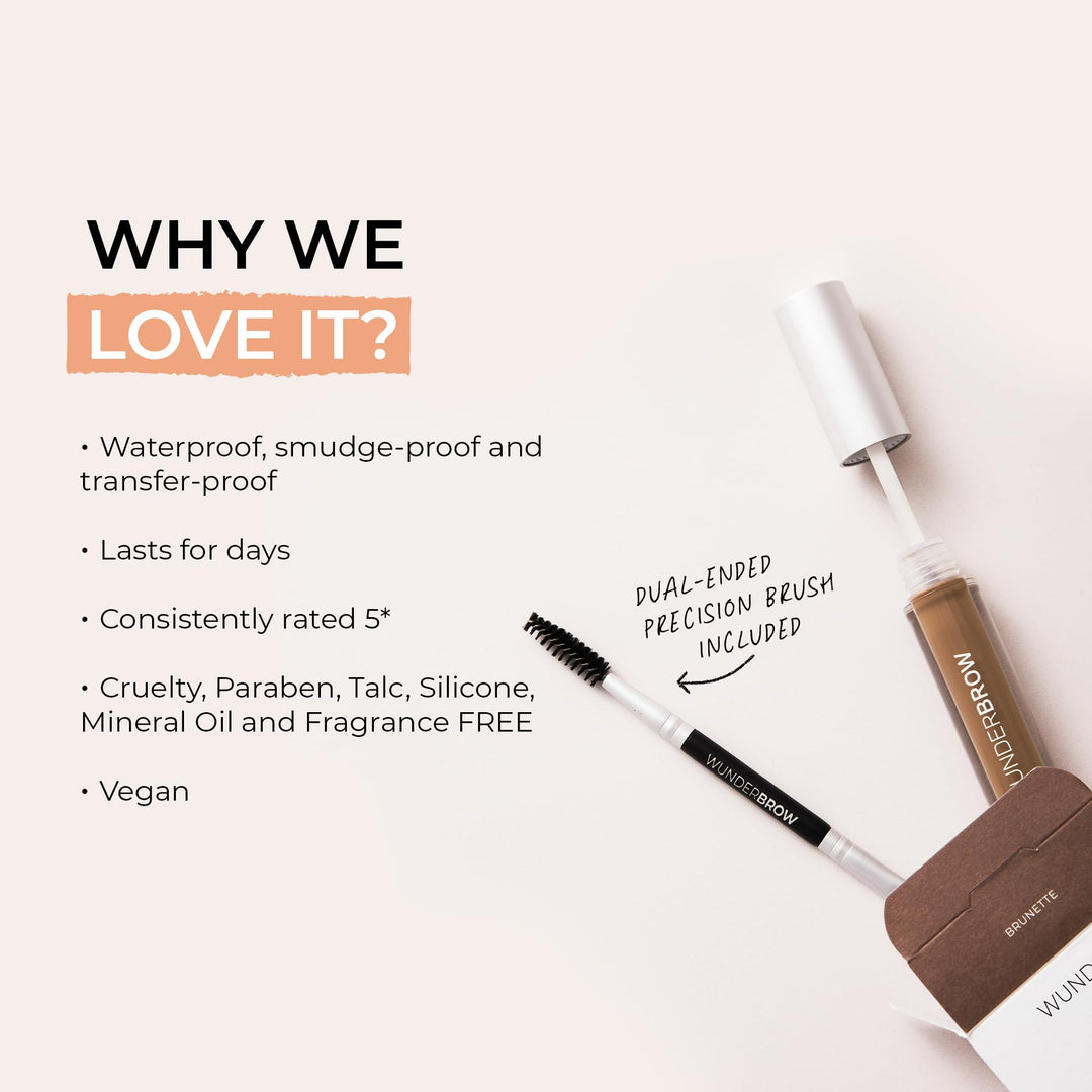 Waterproof Eyebrow Gel, Brunette, Vegan and Cruelty-Free
