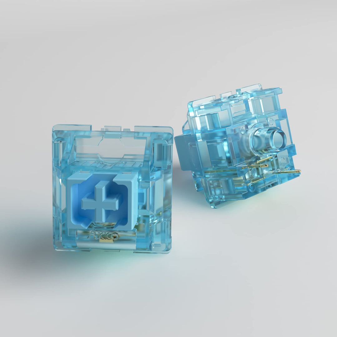 3 Pin Jelly Blue Tactile Switches 40gf for DIY Mechanical Keyboard, Dustproof Stem, Compatible with Backlit Mechanical Keyboard (45pcs)