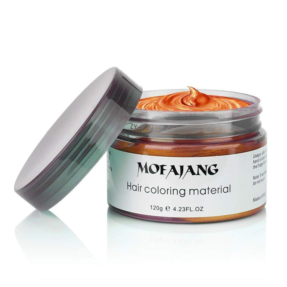 Unisex Hair Wax Color Dye Styling Cream Mud, Natural Hairstyle Pomade, Washable Temporary,Party Cosplay (Orange)