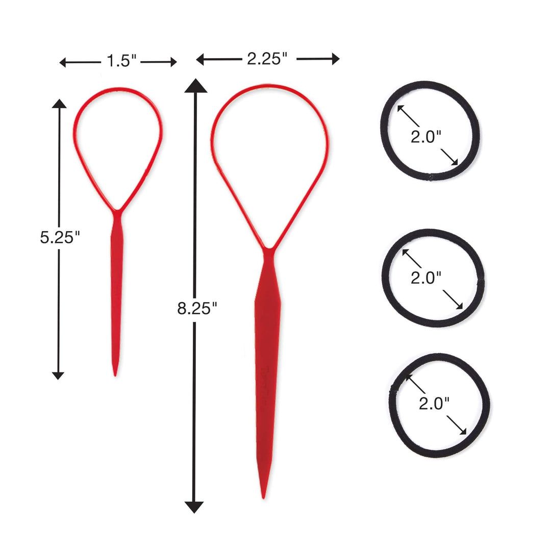 Topsy Tail Hair Tool - Ponytail Hair Loop Styling Tool - Includes Hair Ties Hair Styling Kit Included - 5-Piece Set