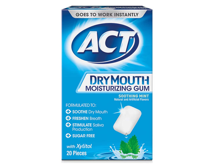 Dry Mouth Moisturizing Gum, Soothing Mint, Sugar Free, 20 Count (Pack of 3)