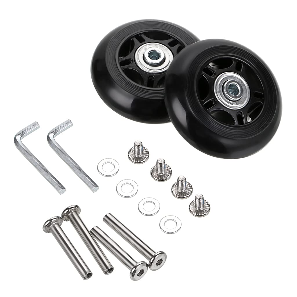 70mm x 24mm Luggage Suitcase Replacement Wheels, Rubber Swivel Caster Wheels Bearings Repair Kits, A Set of 2