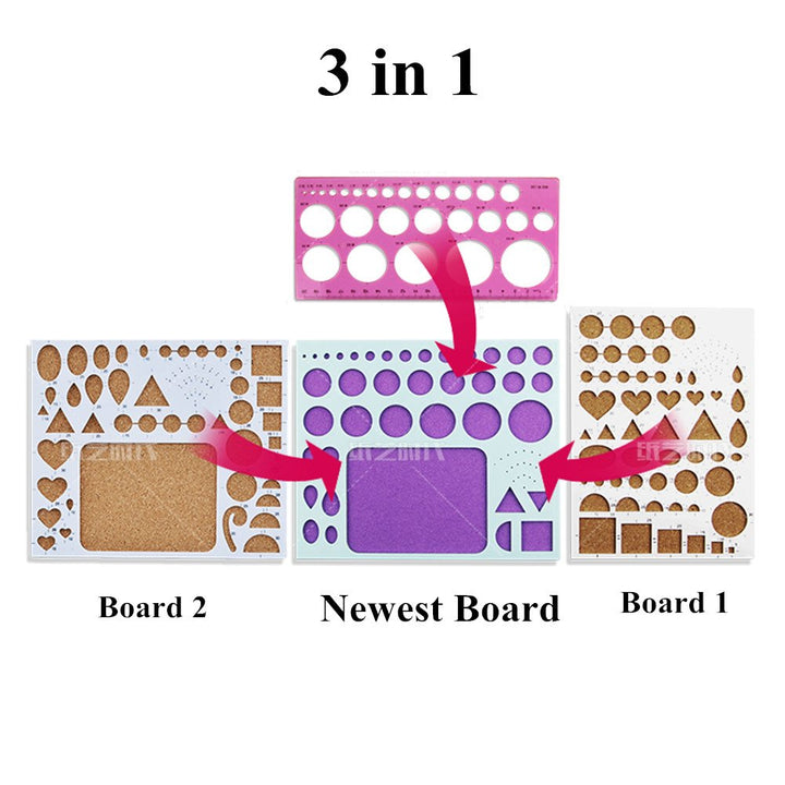 3 in 1 Paper Quilling Template Board with Pins Quilling Knitting Board Cork Shape Mold DIY Tool
