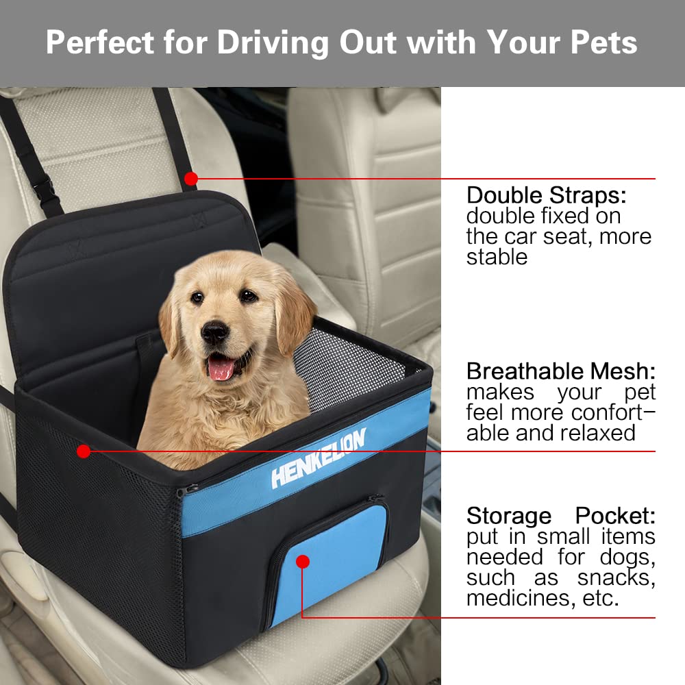 Small Dog Car Seat, Dog Booster Seat for Car Front Seat, Pet Booster Car Seat for Small Dogs Medium Dogs Within 30 lbs, Reinforced Dog Car Booster Seat Harness with Seat Belt - Black