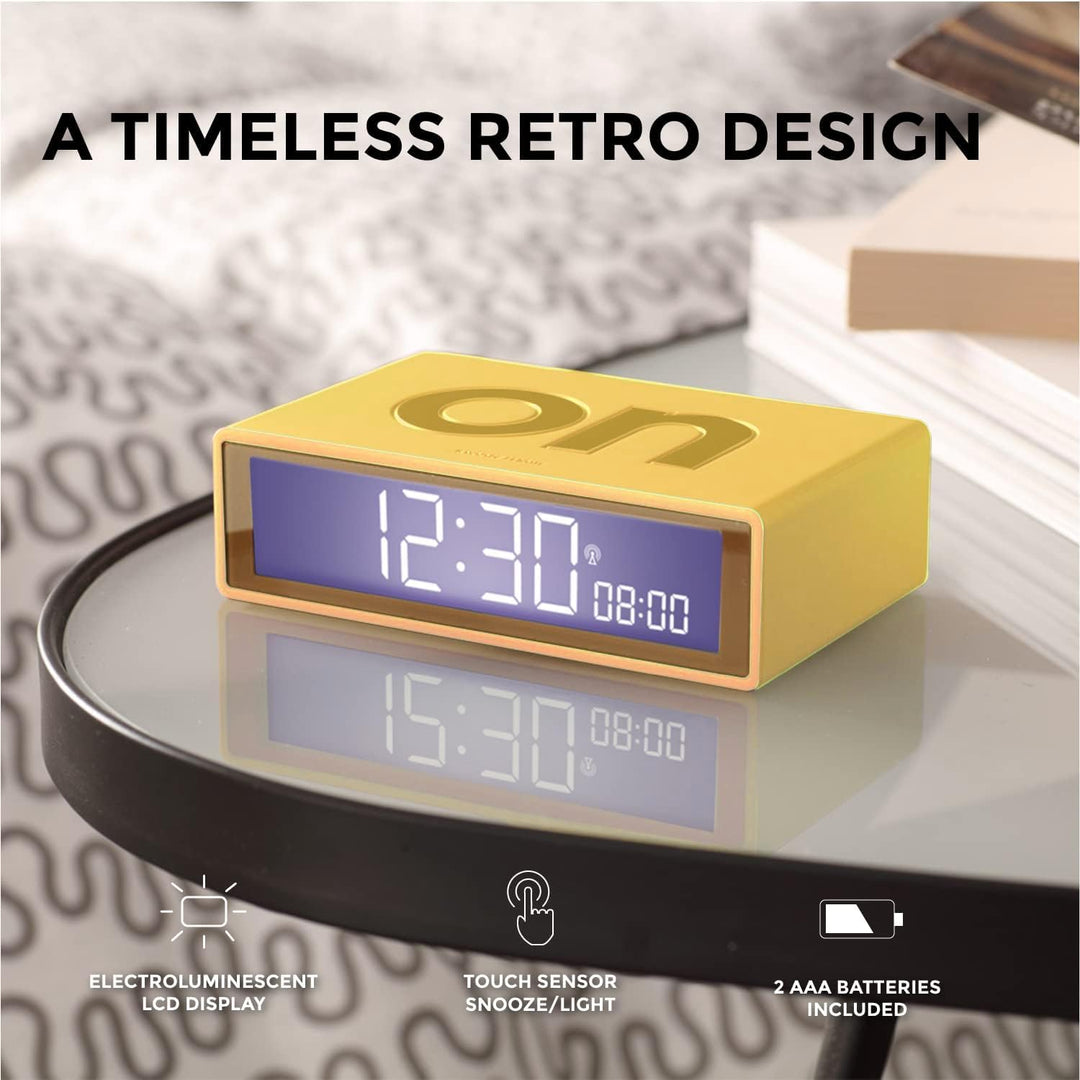 Flip+ Digital Alarm Clock for bedrooms, Reversible On/Off Faces with Snooze Function, LCD Display & Touch Sensor Light, Battery Operated, Rubber - Duck Blue
