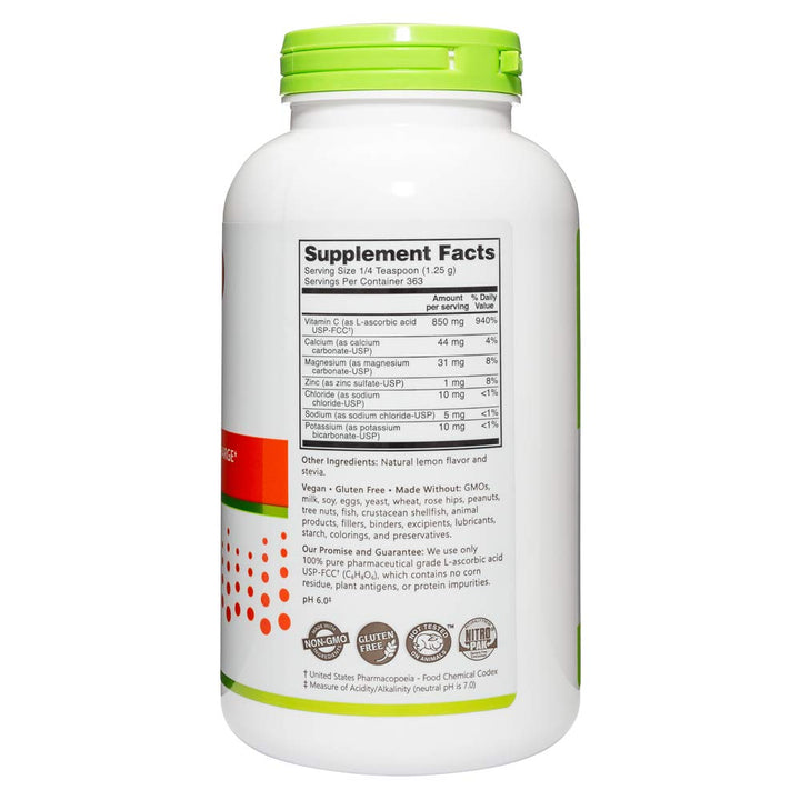- Lemon Electro-C, Vitamin C & Electrolyte Powder, 16 OZ | 850 Mg Vitamin C Per Serving | Effervescent Electrolyte Recharge | Buffered & Highly Soluble | Free of Calories, Gluten & Non-GMO