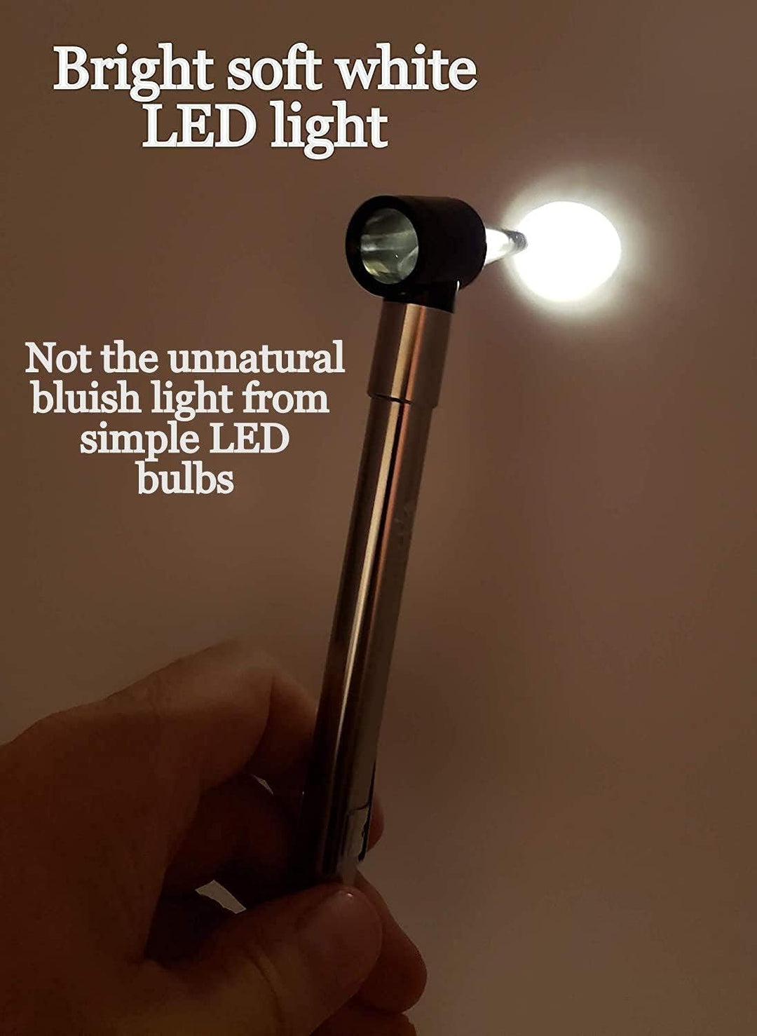 Third Generation Dr Mom Slimline Stainless LED Pocket Otoscope with Soft White Natural Hue Light Spectrum in Hard Travel Case Includes Lighted Ear Wax curettes