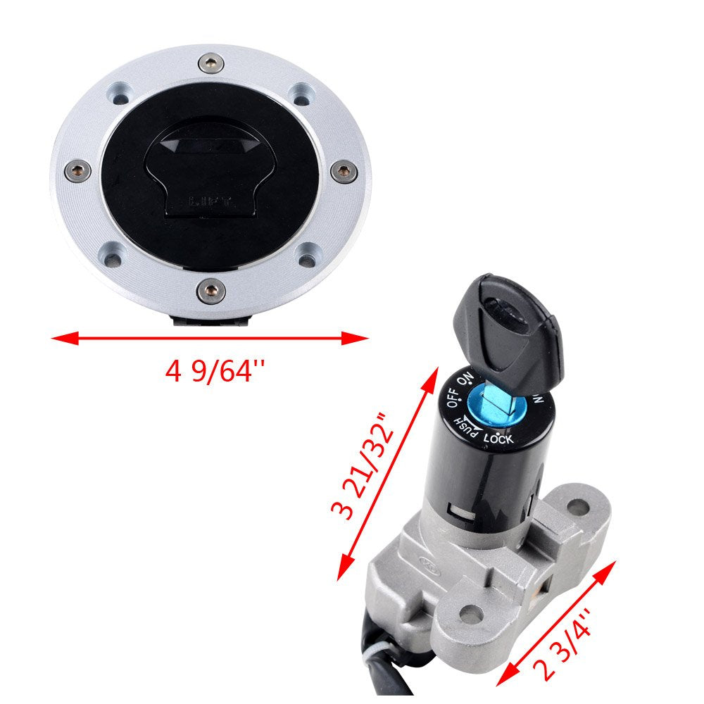 Ignition Switch Gas Fuel Tank Cap w/Keys Compatible with Suzuki GS500 600F RGV 250 GSF 1200 Bandit GSXR 1000 1300 Hayabusa SV650 TL1000R