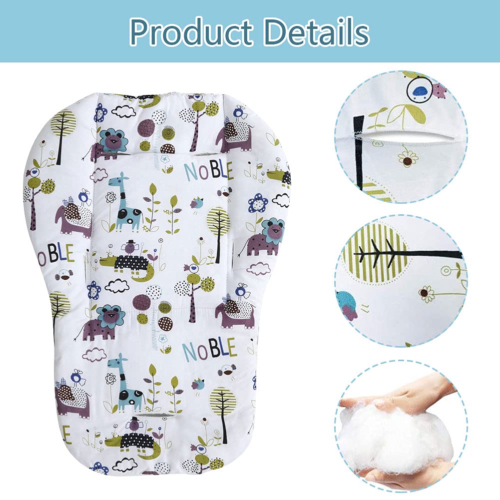 Baby High Chair Cushion High Chair Pad, Baby Seat Covers Cover Mat for The Chair and Stroller(White Animal World Pattern)