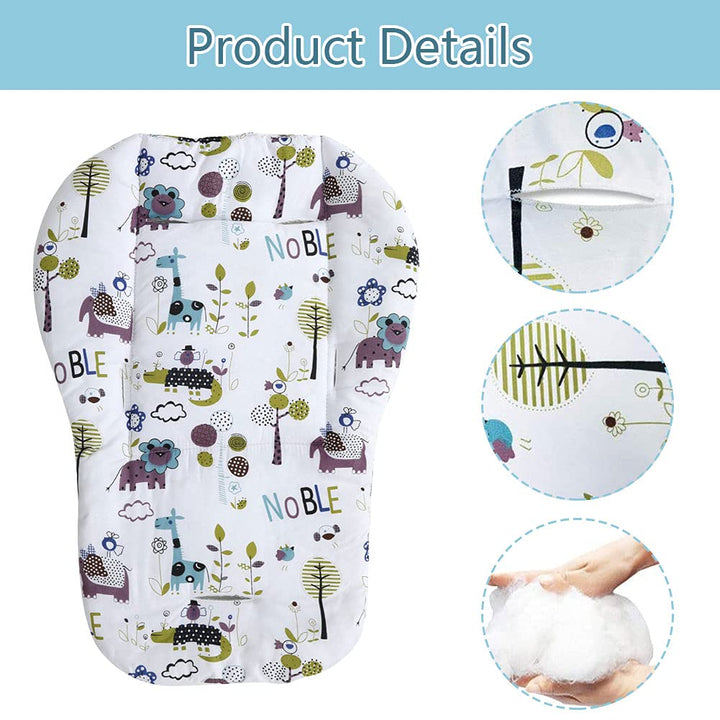 Baby High Chair Cushion High Chair Pad, Baby Seat Covers Cover Mat for The Chair and Stroller(White Animal World Pattern)