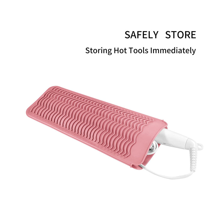 Silicone Heat Resistant Travel Mat Pouch for Hair Straightener,Crimping Iron,Hair Curling Iron,Hair Curling Wand,Flat Iron,Hair Waving Iron and Hot Hair Styling Tools (Light Pink)