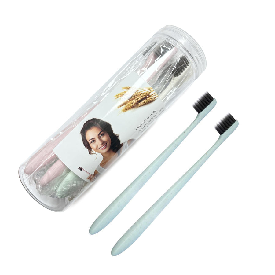 10Pcs Family Pack Eco-Friendly Small Head Wheat Straw Toothbrush, Bamboo Charcoal Soft Bristles Toothbrush for Kids and Adults, Toothbrushes for Sensitive Gums and Teeth, Travel Carry