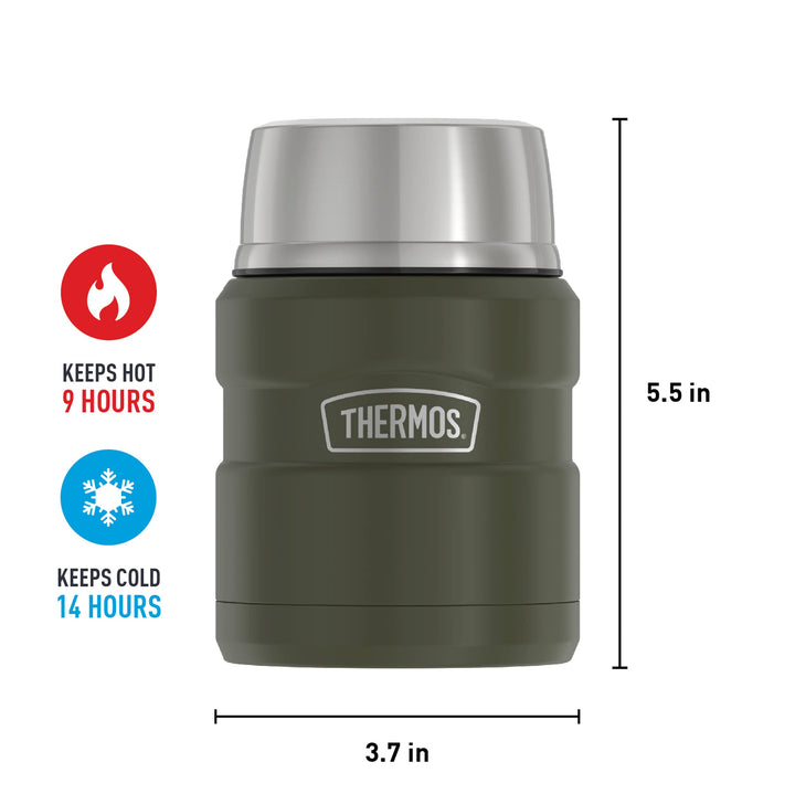 Stainless King Vacuum-Insulated Food Jar with Spoon, 16 Ounce, Army Green