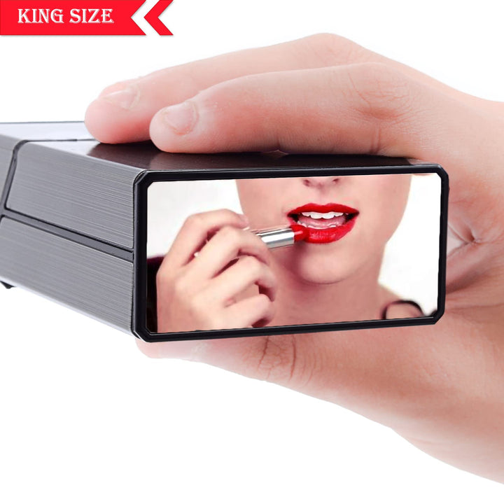 Cigarette Case Aluminum with Electric Lighter & Makeup Mirror for 20pcs Cigarettes 2 Pack (King Size / 84mm with Lighter)