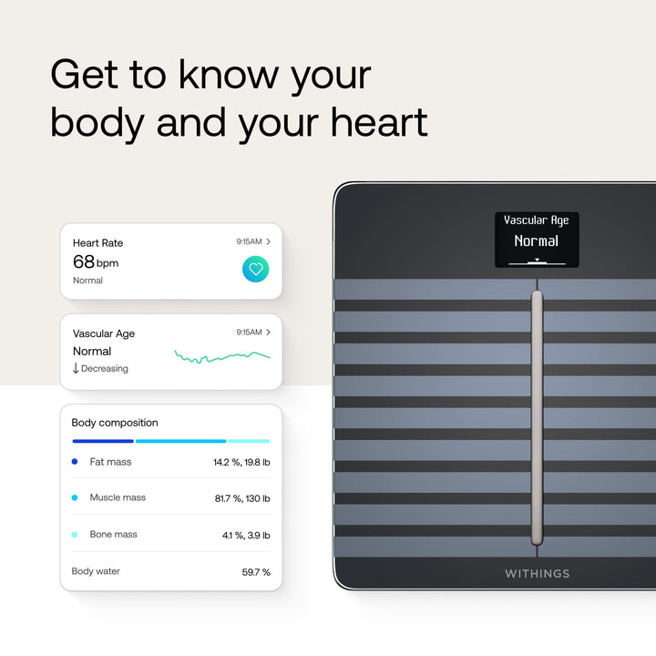 /Nokia Body Cardio – Heart Health & Body Composition Digital Wi-Fi Scale with smartphone app, Body Black