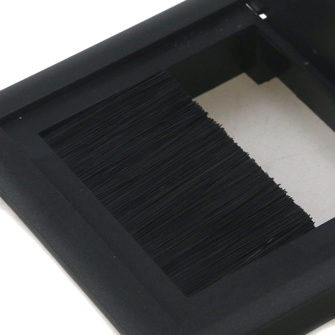 4Pcs Square Cable Hole Cover ABS Desk Grommet 3.15 x 3.15 Wire Organizer Black Desk Cord Cable Hole Cover Grommet with Brush for Computer Desk Table