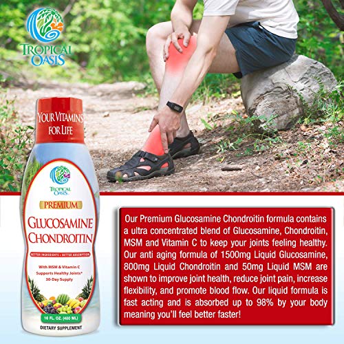 –Premium Liquid Glucosamine Chondroitin & MSM- Liquid Joint Support Formula 1500mg Glucosamine, 800mg Chondroitin, & 500mg MSM - 16 Fl Oz