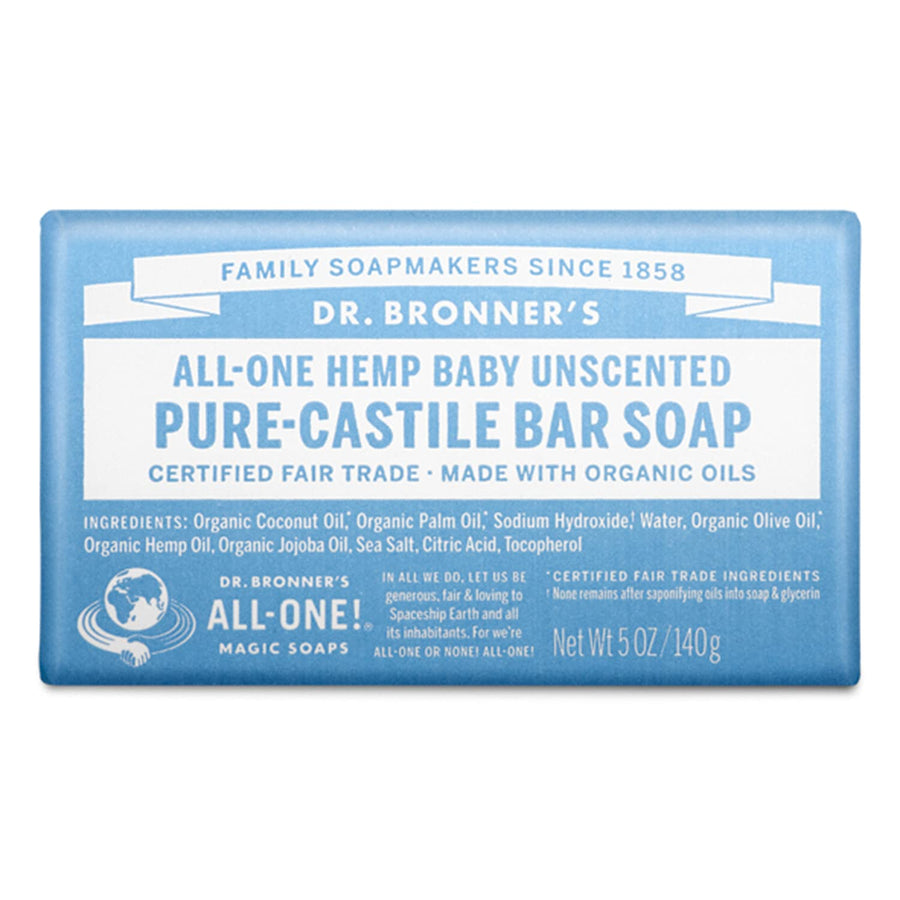 - Pure-Castile Bar Soap (Baby Unscented, 5 ounce) - Made with Organic Oils, For Face, Body and Hair, Gentle for Sensitive Skin and Babies, No Added Fragrance, Biodegradable, Vegan