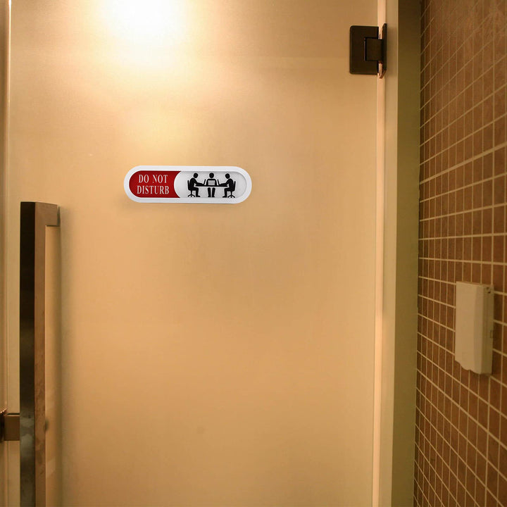Do Not Disturb Welcome Please Knock Sign,Privacy Sign for Home Office Hotles Hospital Conference Room,Slider Door sign (Tells Whether Room Vacant or Occupied), 6.69'' x 1.96''