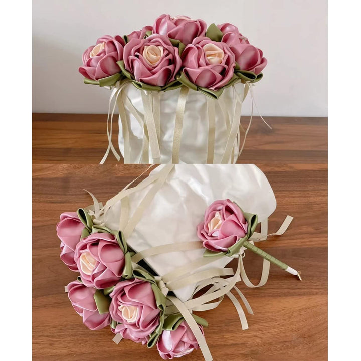 Rose Gold Satin Ribbon 1 Inches x 25 Yards, Solid Color Polyester Fabric Ribbon for Gift Wrapping, Craft, Bows Making, Wreaths, Bouquets, Sewing Projects, Baby Showers and Wedding Party Decoration