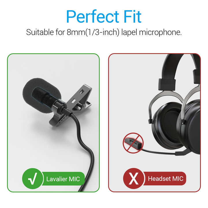 Foam Cover for Lavalier Lapel Microphone, Windscreen, Windshield, Windjammer for Mini Wireless Lav MIC, 10-Pack