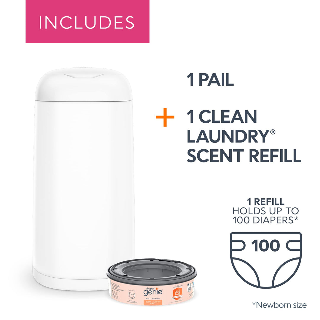 Expressions Pail | Odor-Controlling Baby Diaper Disposal System | Includes Diaper Pail and 1 Starter Refill Bag