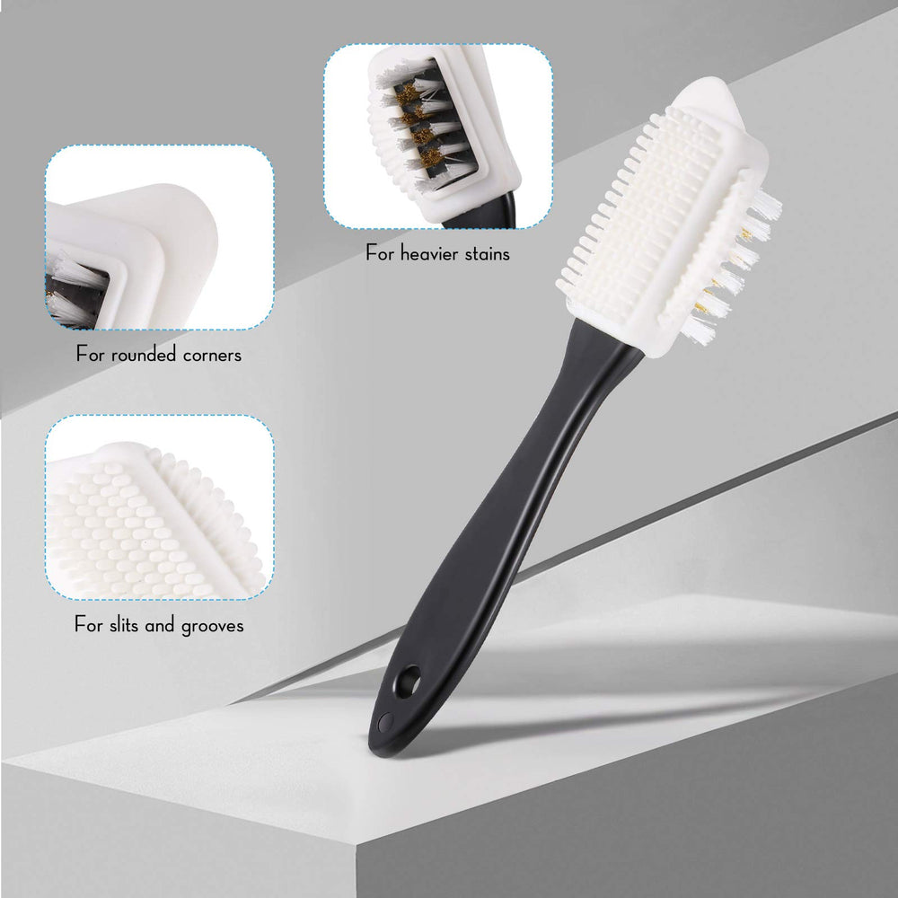 6 Pieces Suede and Nubuck Brushes Kit Includes 1 Bristle Brush, 1 Crepe Suede Brush, 1 4-Way Shoe Brush, 2 Suede Erasers and 1 Microfiber Buffing Cloth for Cleaning Leather Shoes, Boots, High Heels