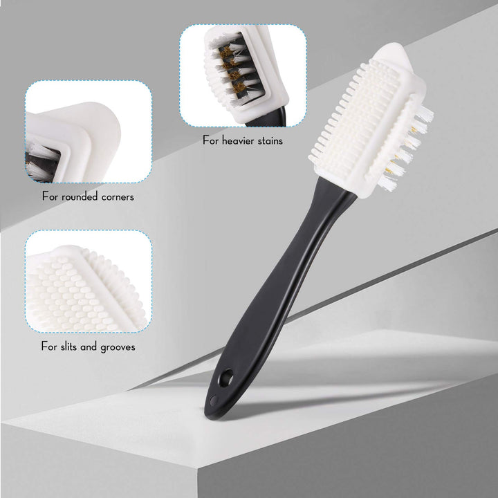 6 Pieces Suede and Nubuck Brushes Kit Includes 1 Bristle Brush, 1 Crepe Suede Brush, 1 4-Way Shoe Brush, 2 Suede Erasers and 1 Microfiber Buffing Cloth for Cleaning Leather Shoes, Boots, High Heels