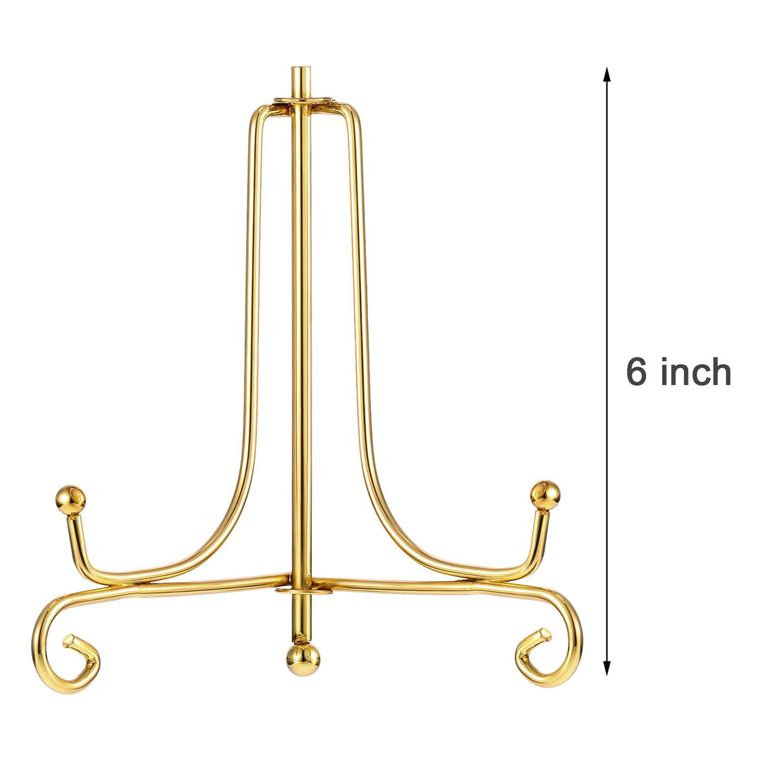 4 Packs Plate Stands for Display 6 Inch Plate Holder Display Stand, Iron Easel Picture Frame Holder, Decorative Photo Holder Stand for Home Decoration (Gold, 6 Inch)