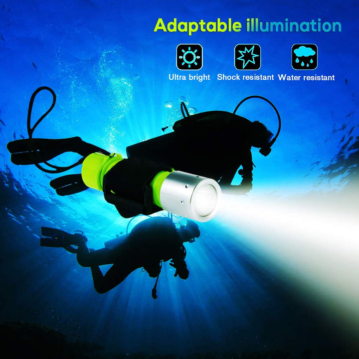 Professional 1100 Lumen Diving Flashlight Bright Submarine Light Scuba Safety Lights Waterproof Underwater Torch for Outdoor Under Water Sports