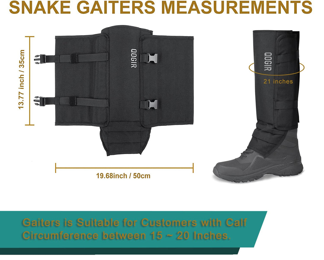 Snake Gaiters for Hunting: Durable Snake Guards, Snake Gaiter Leggings for Men & Women, Snake Bite Protection for Lower Legs, Snake Proof Gaiters with Adjustable Size(Black)
