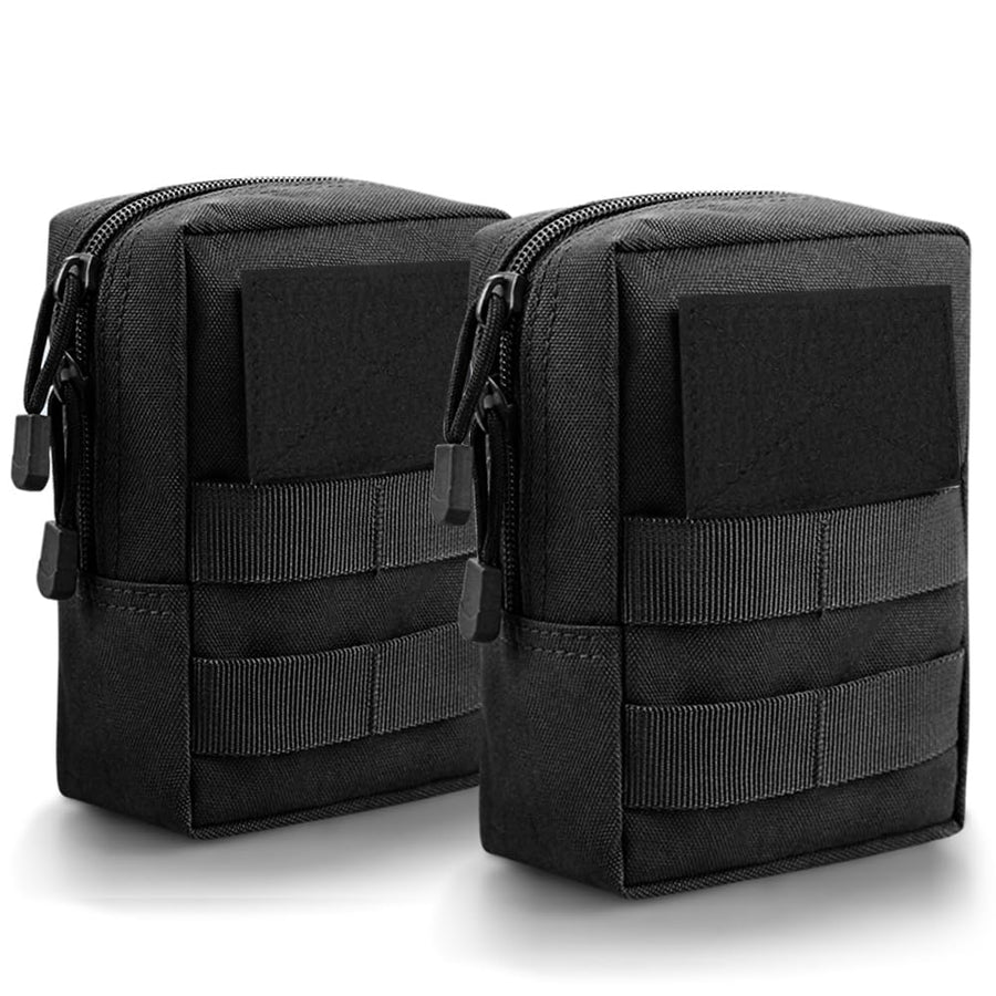 Molle Pouches, 2 Pack Tactical Waist Bag Water-Resistant EDC Small Pouch Bags, Black
