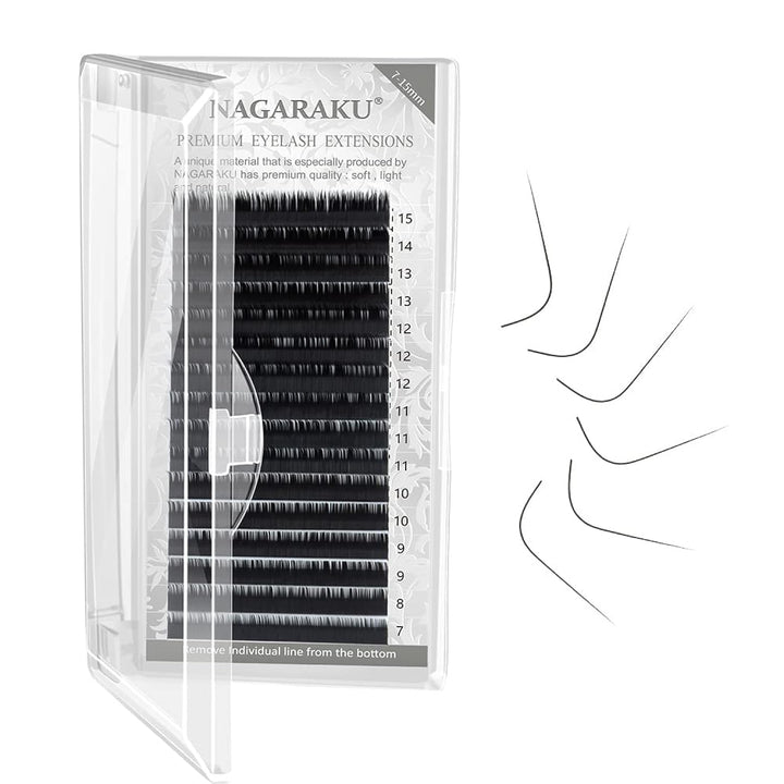 Eyelash Extensions Individual Lashes 0.07 N (M) curl 7-15mm Mix Faux Mink Classic Volume 16 rows Soft Natural