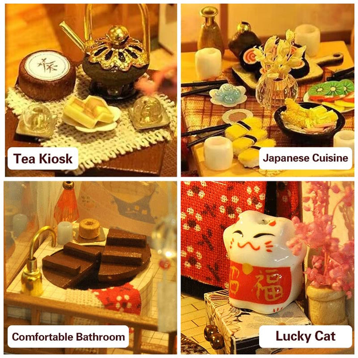 Dollhouse Miniature House Kit with Furniture, DIY Wooden Dollhouse Tiny House Building Set for Adults and Teens, Creative Room Decor Gift for Family and Friends (Japanese Garden House)