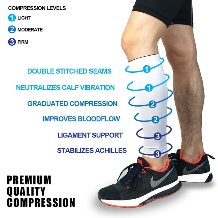 1 Pair Calf Compression Sleeves for Women & Men, Footless Shin Splint Leg Support Socks for Pain Relief, Recovery
